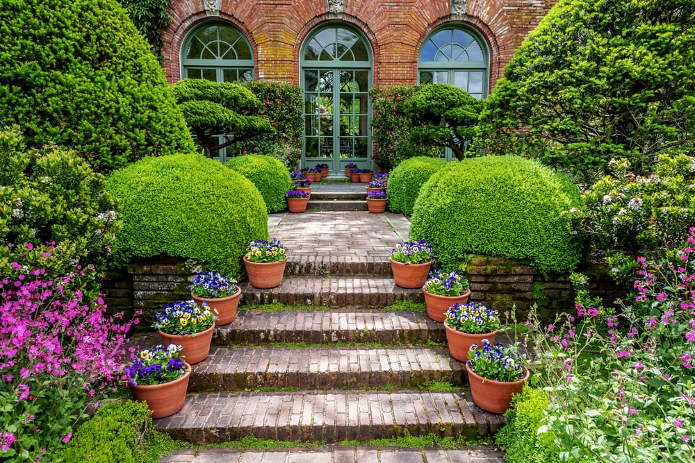 side entrance to a 20th century english mansion